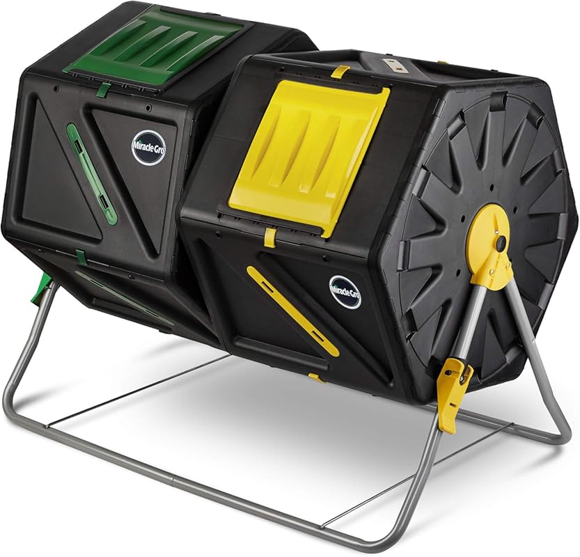 Miracle-Gro Large Dual Chamber Compost Tumbler - Easy-Turn All-Season 