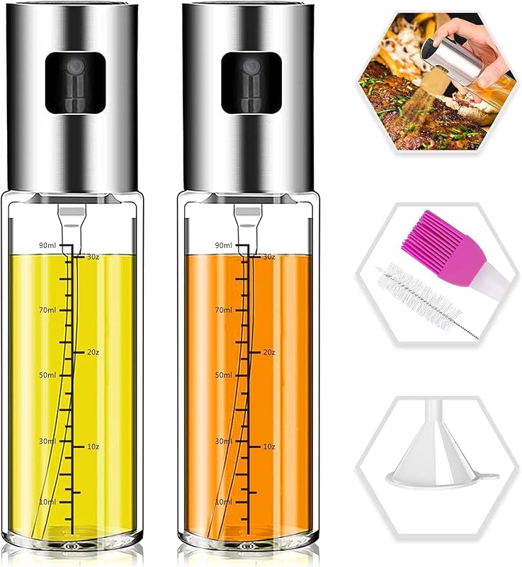 2-Pack Upgraded Olive Oil Sprayer for Cooking Salad Baking BBQ Frying: