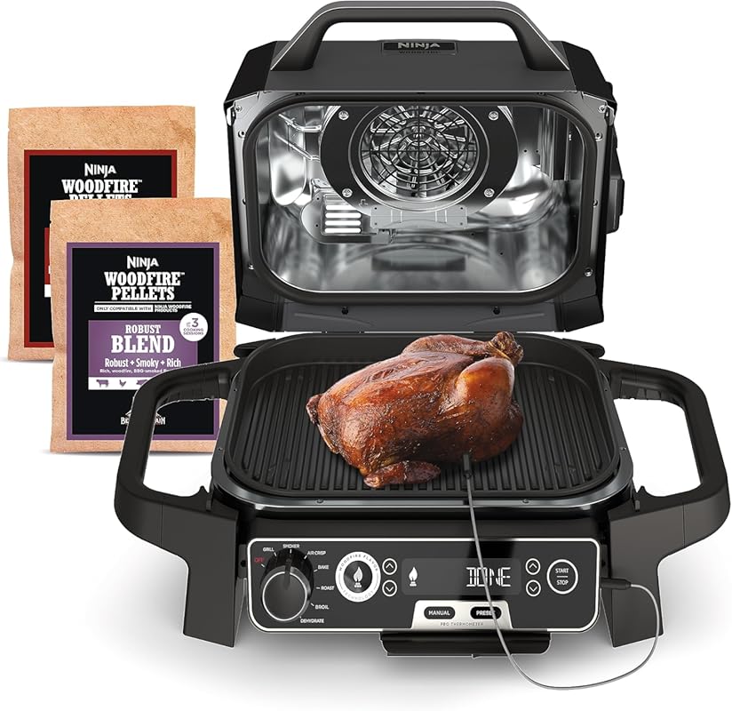 Ninja OG751 Woodfire Pro Outdoor Grill with 7-in-1 Functions, Built-in