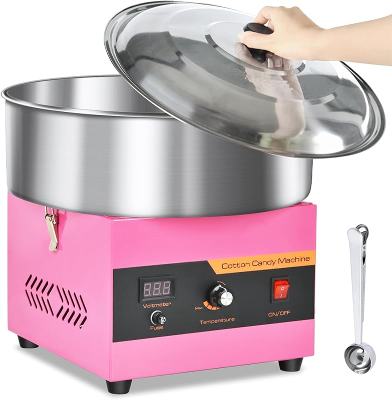 Professional 1000W Cotton Candy Machine with Stainless Bowl Cover Suga