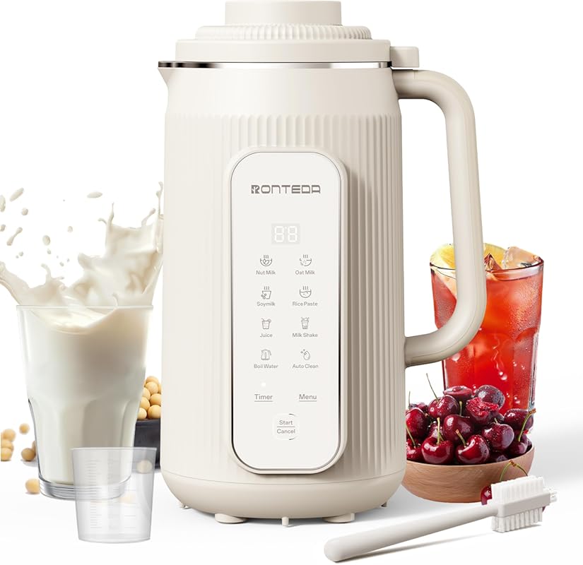 8-in-1 Automatic 20oz Nut Milk Maker for Soy, Almond, Oat, Rice Milk,