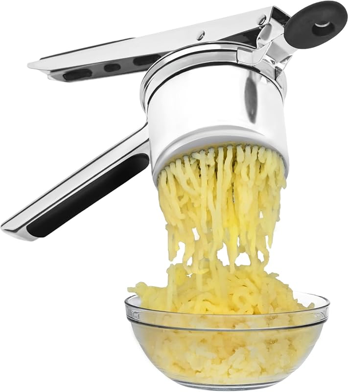 Large 15 oz Fixed Disc Potato Ricer - Stainless Steel, Dishwasher Safe