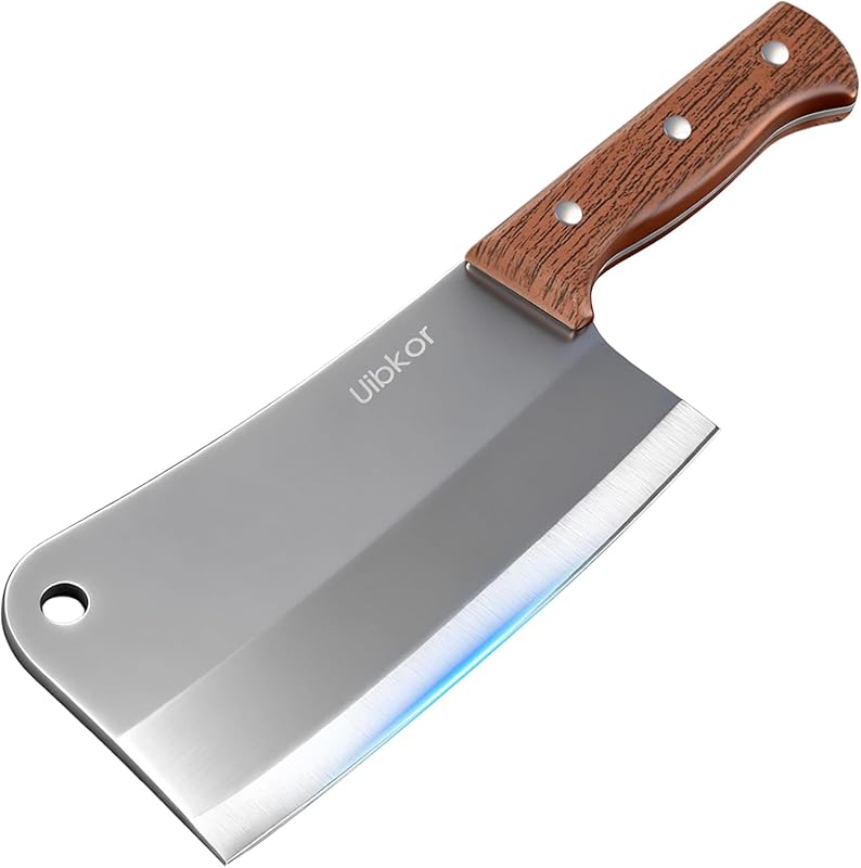 7-inch High Carbon Steel Meat Cleaver Knife with Non-Slip Handle for B