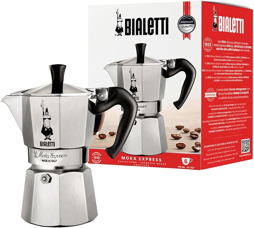 Bialetti Moka Express Stovetop Espresso Maker, Iconic Italian Design, 