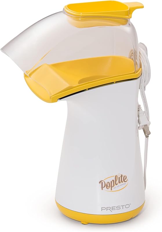 Presto Poplite Yellow Hot Air Popcorn Popper: Built-In Measuring Cup, 