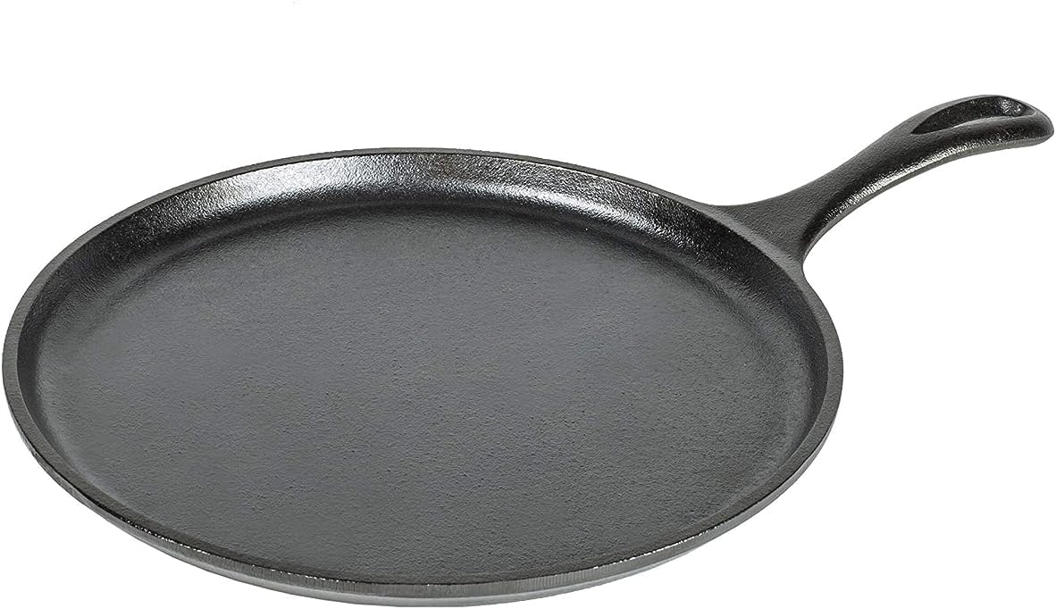 Lodge L9OG3 Cast Iron Round Griddle 10.5-Inch, Pre-Seasoned, Made in U