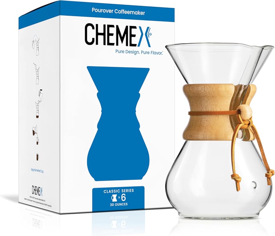 Chemex Classic Series 6-Cup Pour-Over Glass Coffeemaker – Elegant Desi