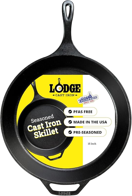 Lodge Cast Iron Skillet 15 Inch: Pre-Seasoned, Non-Toxic, Even Heating