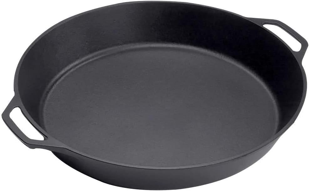 Lodge 17-Inch Cast Iron Skillet: Pre-Seasoned with Dual Assist Handles for Oven, Stove, Grill, Campfire; Durable Black.