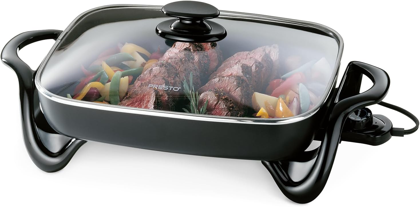 Presto 06852 16-Inch Electric Skillet with Glass Cover, Large Capacity