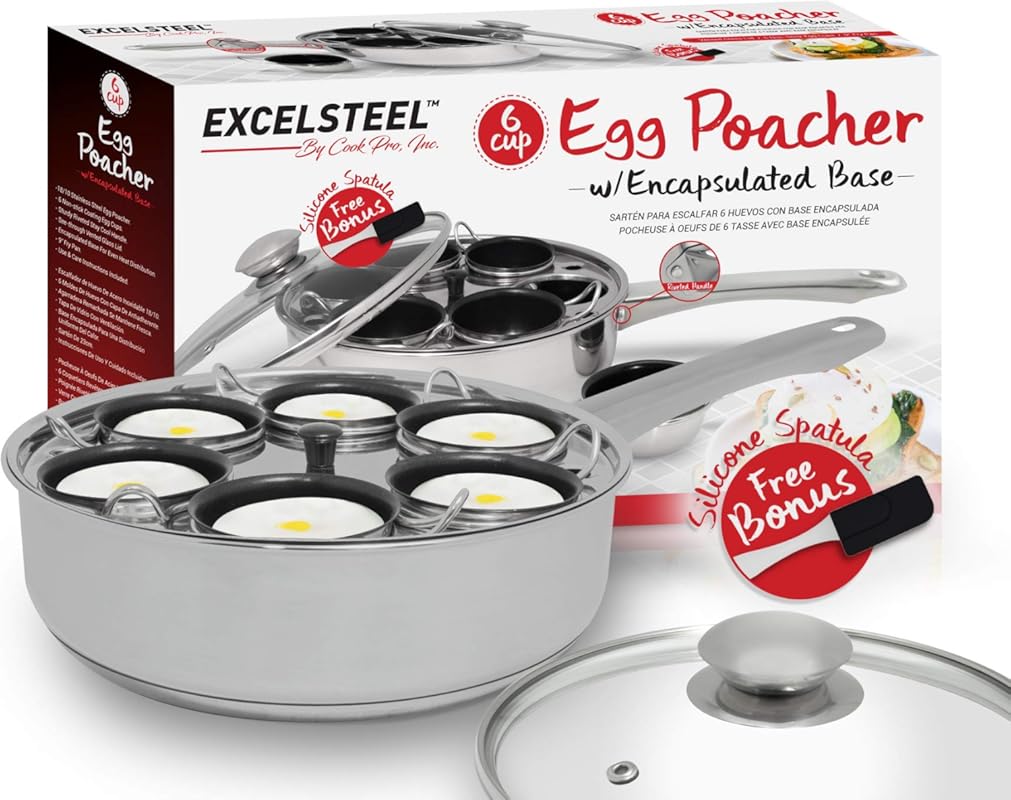 EXCELSTEEL Non Stick 6-Cup Stainless Steel Egg Poacher Pan – Rust Resi