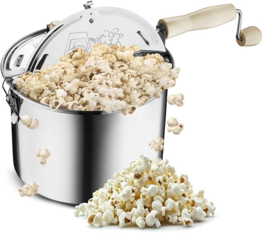 Great Northern Popcorn Stovetop Popcorn Maker: 6.5-Quart Stainless-Ste