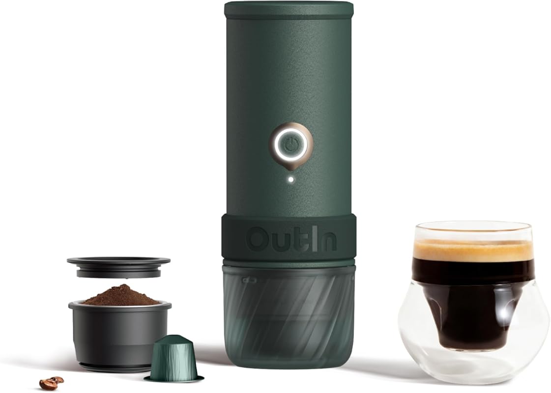OutIn Mino Mini Portable Espresso Machine Self-Heating for Travel Camp