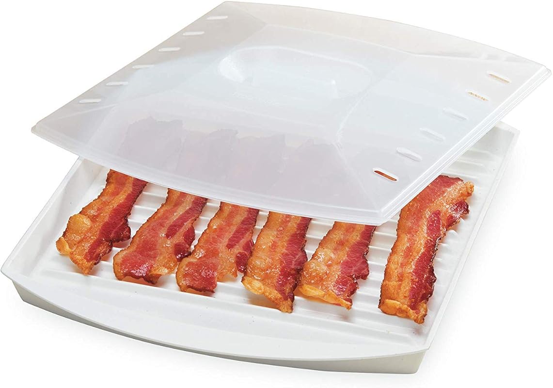 PrepSolutions Microwavable Bacon Grill in White with Nonstick Coating