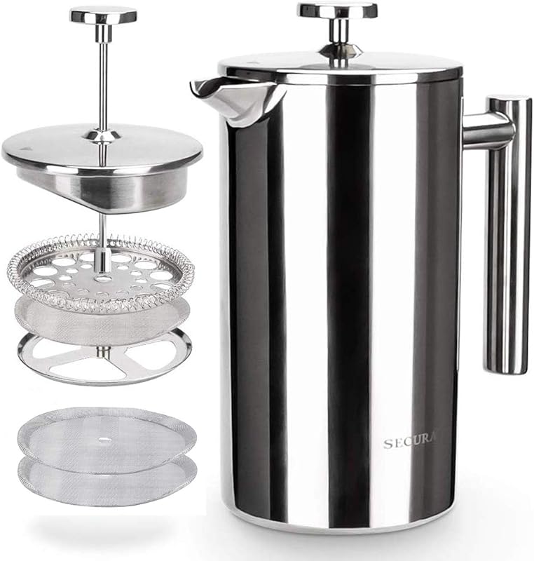 Secura French Press Coffee Maker with 304 Stainless Steel Insulation,