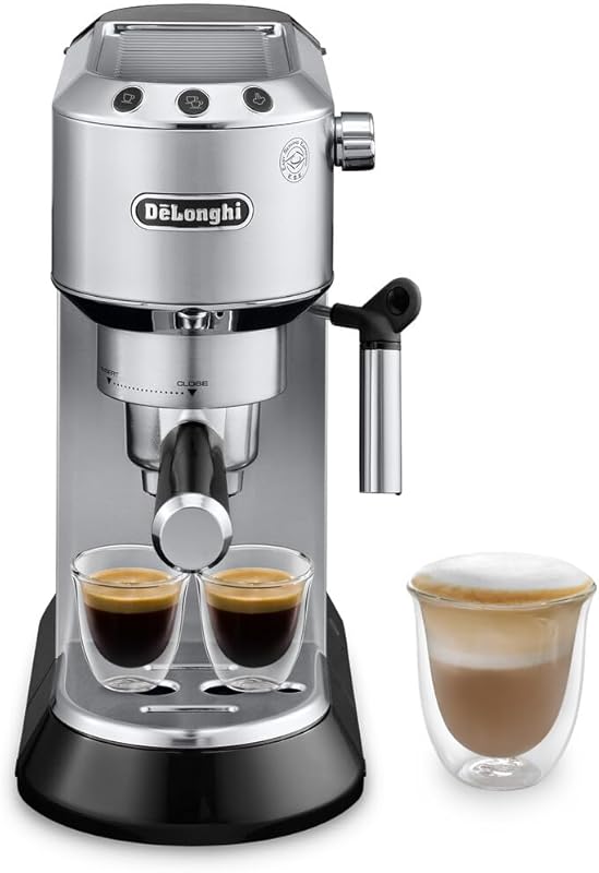 De'Longhi Dedica Espresso Machine: Manual Milk Frother, 15-Bar Pump, A