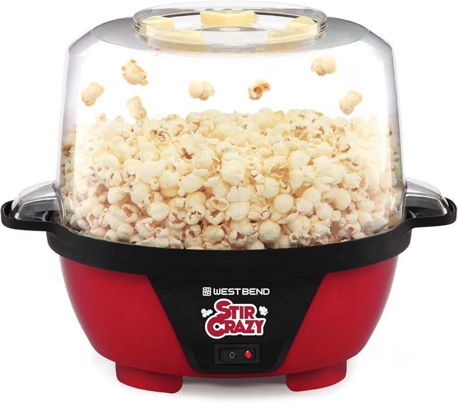 West Bend Stir Crazy Hot Oil Popcorn Popper: Large Bowl, Stirring Rod,
