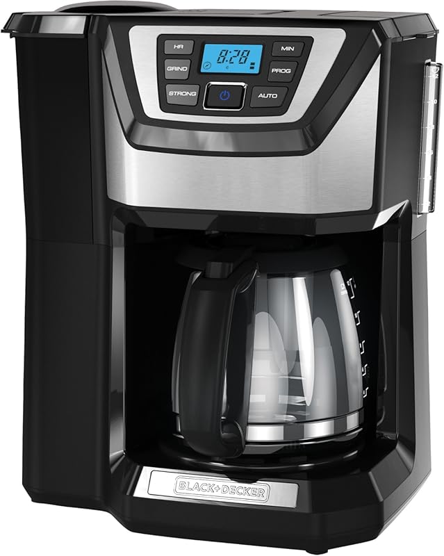 Black+Decker 12-Cup Coffee Maker with Built-in Mill: Grind and Brew, B