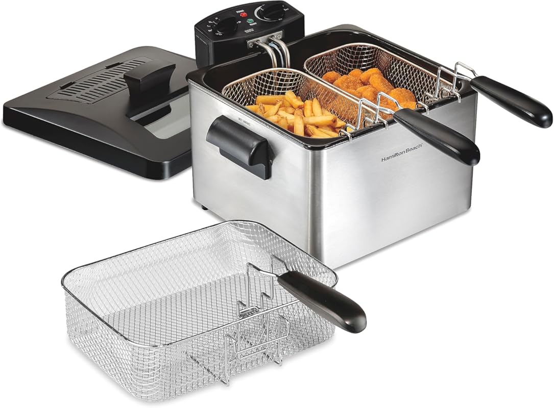 Hamilton Beach 1800W Electric Deep Fryer with 3 Baskets, 4.5L Capacity