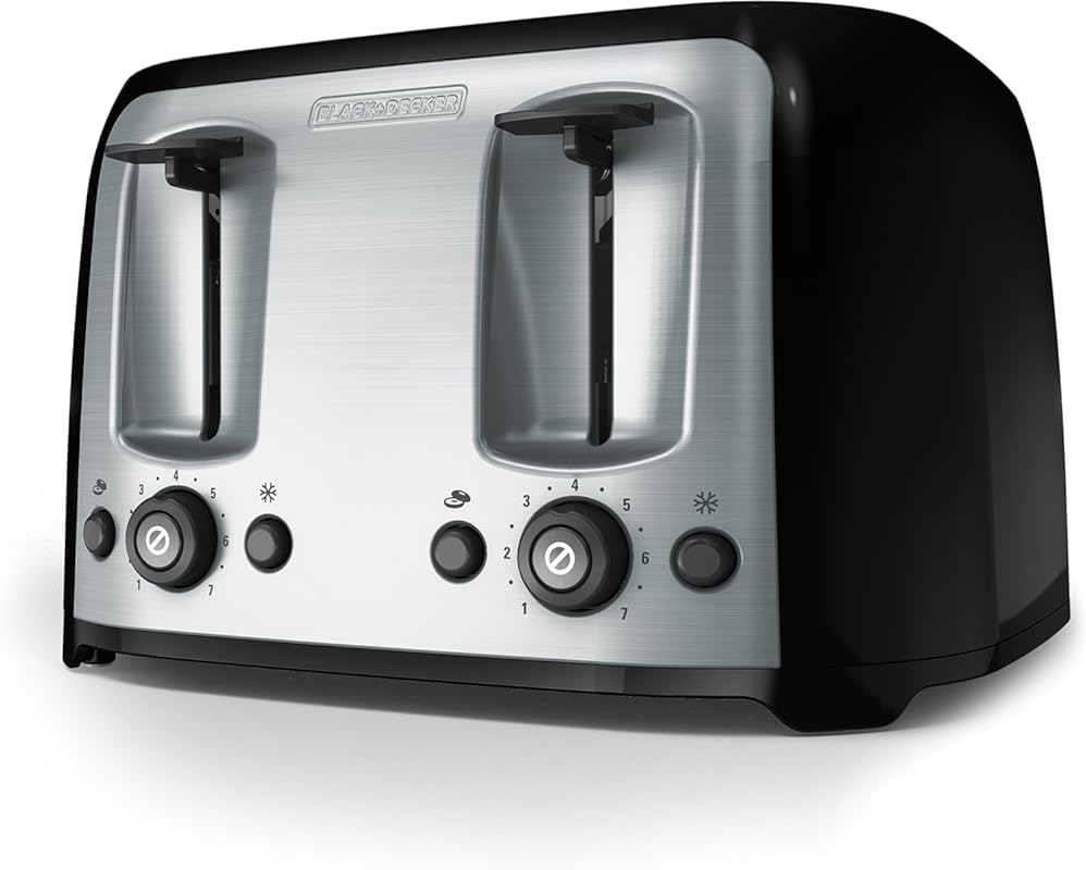 BLACK+DECKER 4-Slice Toaster with Extra Wide Slots, 7 Shade Settings, 