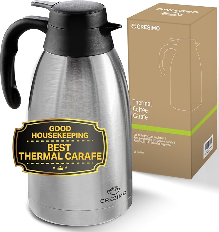 Cresimo 68oz/2L Thermal Coffee Carafe - 12-Hour Hot Beverage Dispenser
