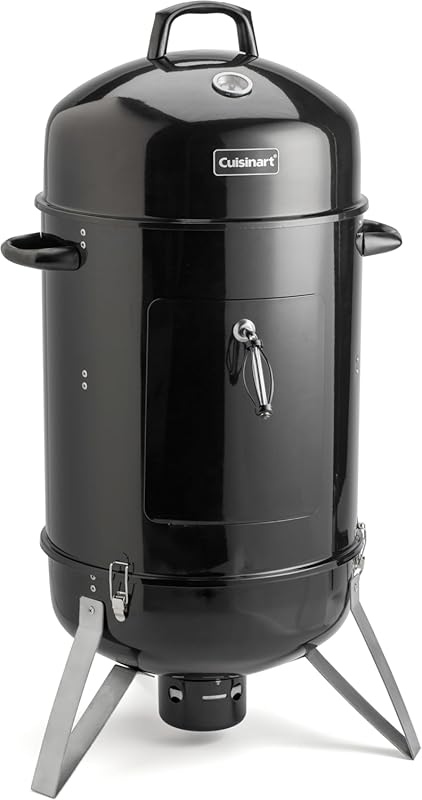 Cuisinart 18-Inch Vertical Charcoal Smoker, Thermometer, Water Bowl, D