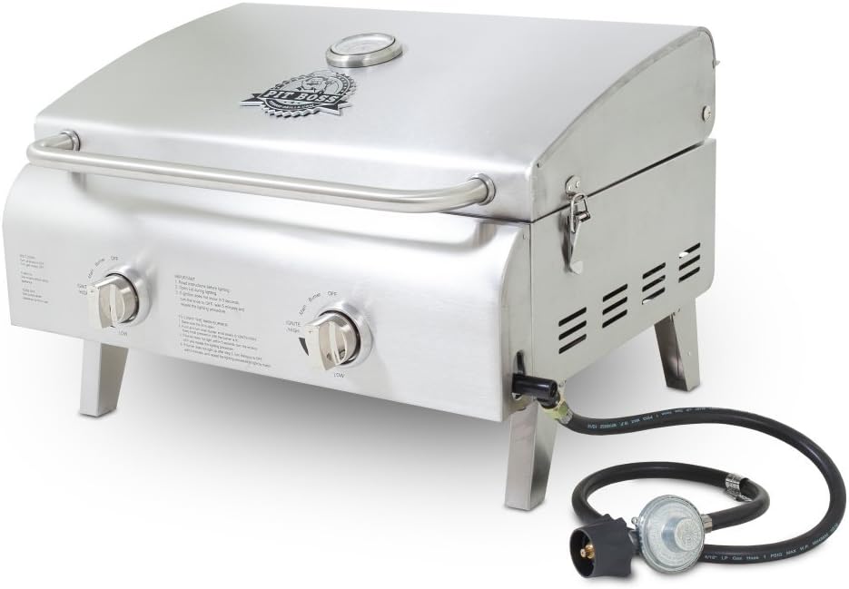 Pit Boss Grills 75275 Stainless Steel Portable Grill with Two Burners 