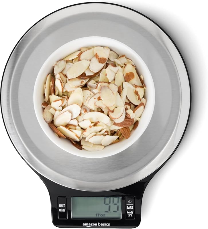 Amazon Basics Digital Kitchen Scale with LCD Display, Tare Function, 1