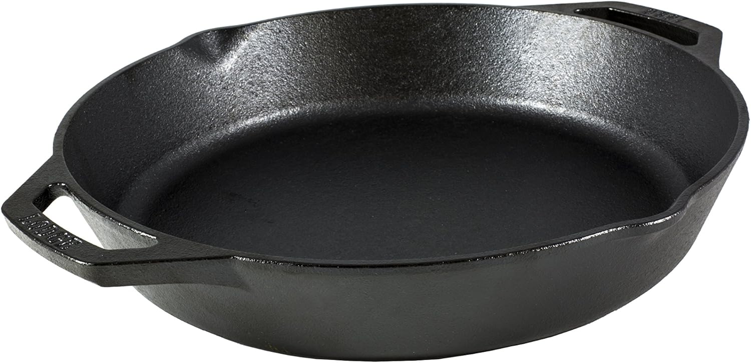 Lodge 12-Inch Cast Iron Skillet: Pre-Seasoned with Dual Assist Handles for Oven, Stove, Grill, Campfire; Durable Black.