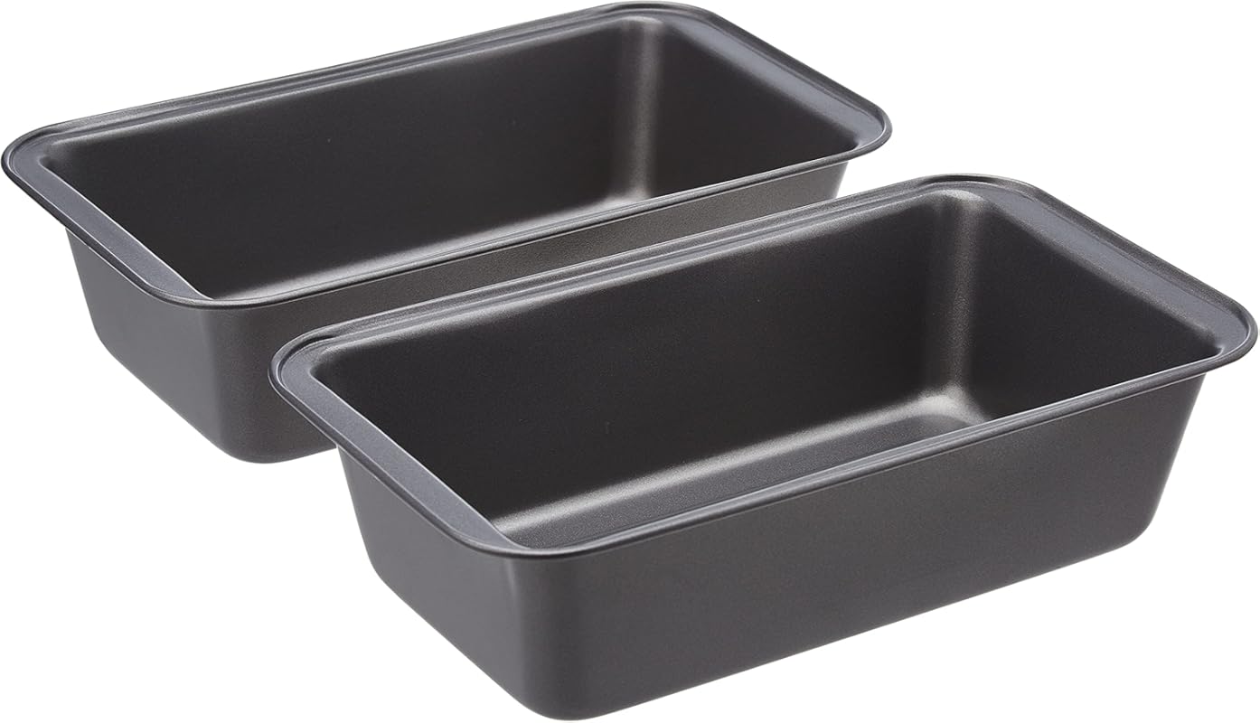 Amazon Basics Rectangular Nonstick Bread Loaf Pan Set of 2 - 9.5 x 5 I