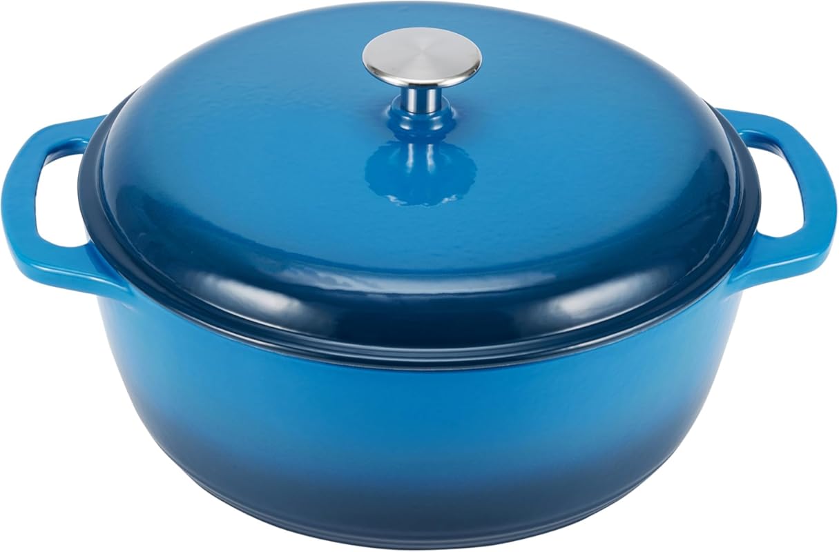 Amazon Basics Enameled Cast Iron Dutch Oven Pot with Lid, Dual Handles