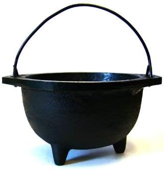 Cast Iron Cauldron with Handle - 6 Inch Diameter for Smudging, Incense