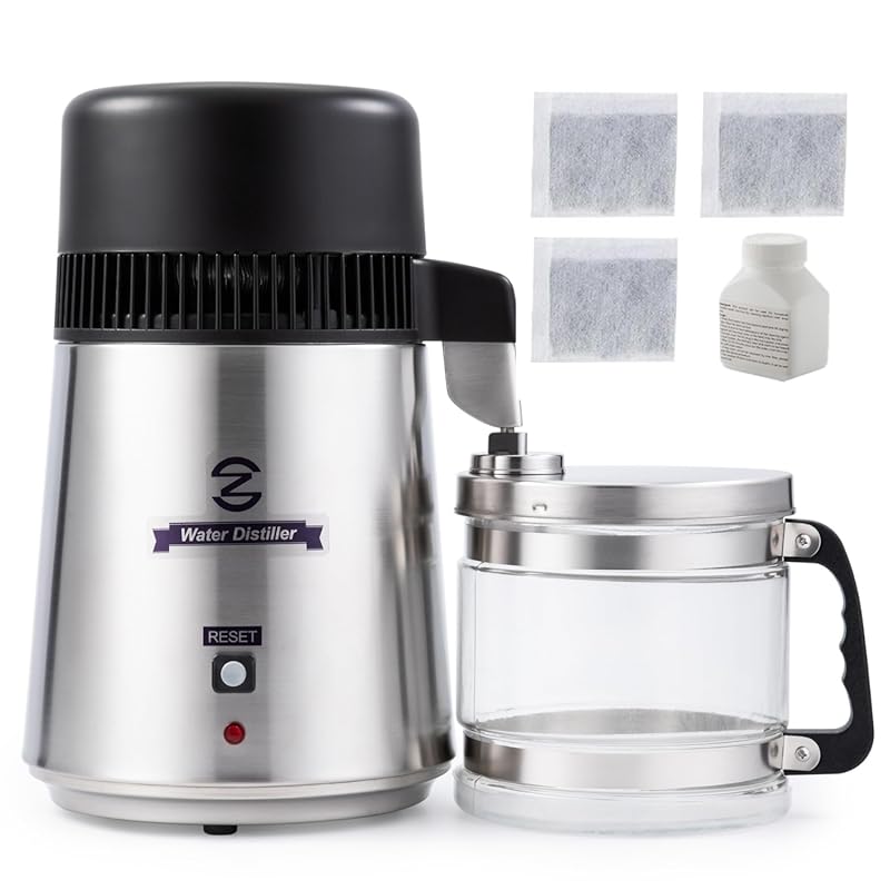 CO-Z 4L Brushed Stainless Steel Countertop Water Distiller, Includes G