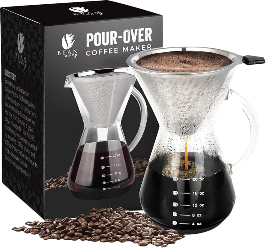 Bean Envy Pour Over Coffee Maker – High-Heat Borosilicate Glass with R