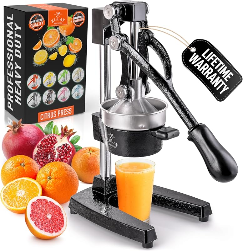 Zulay Kitchen Cast Iron Heavy-Duty Manual Citrus Juicer with Stainless