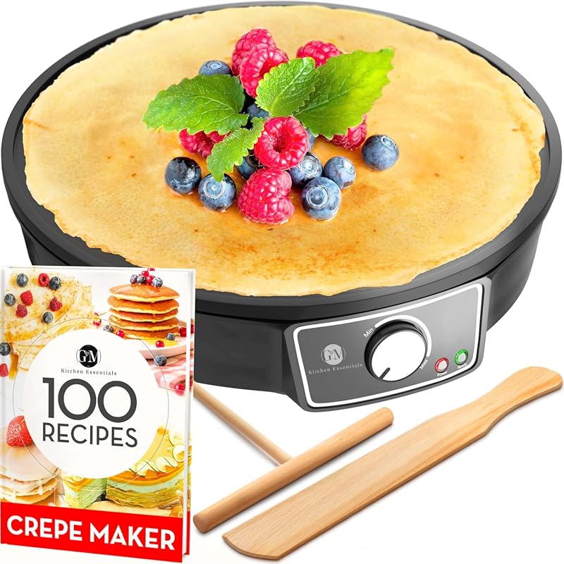 12-inch Nonstick Electric Crepe Maker and Pancake Griddle – Includes B