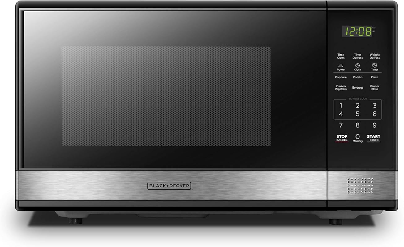 BLACK+DECKER Digital Microwave with Turntable, Push-Button Door, Child