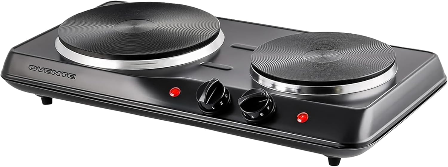 OVENTE BGS102B 1700W Electric Countertop Double Burner with 7.25