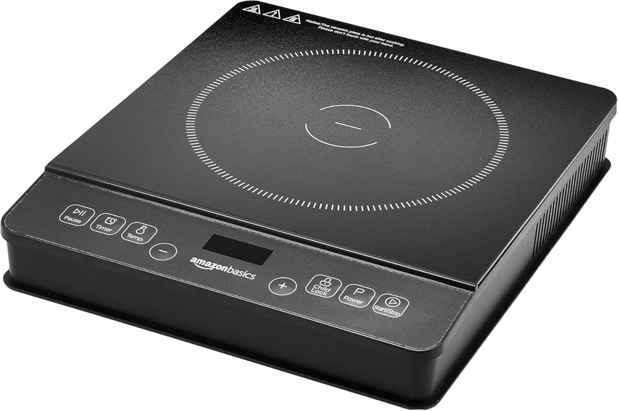 Amazon Basics 1800W Portable Induction Cooktop with Child Lock, Overhe