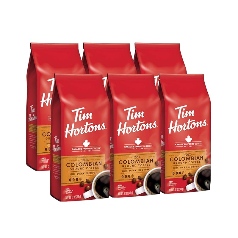Tim Hortons Colombian Medium-Dark Roast Ground Coffee - 100% Arabica, 