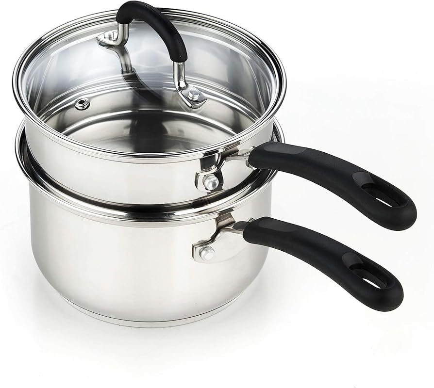Cook N Home 02655 2-Quart Double Boiler 18-10 Stainless Steel Tempered