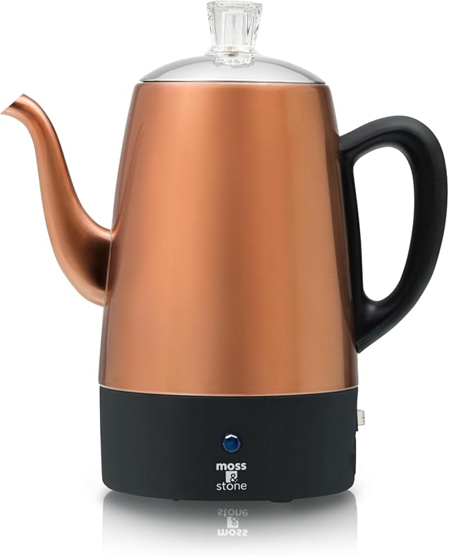 Moss & Stone 10-Cup Copper Electric Percolator - Stainless Steel Const