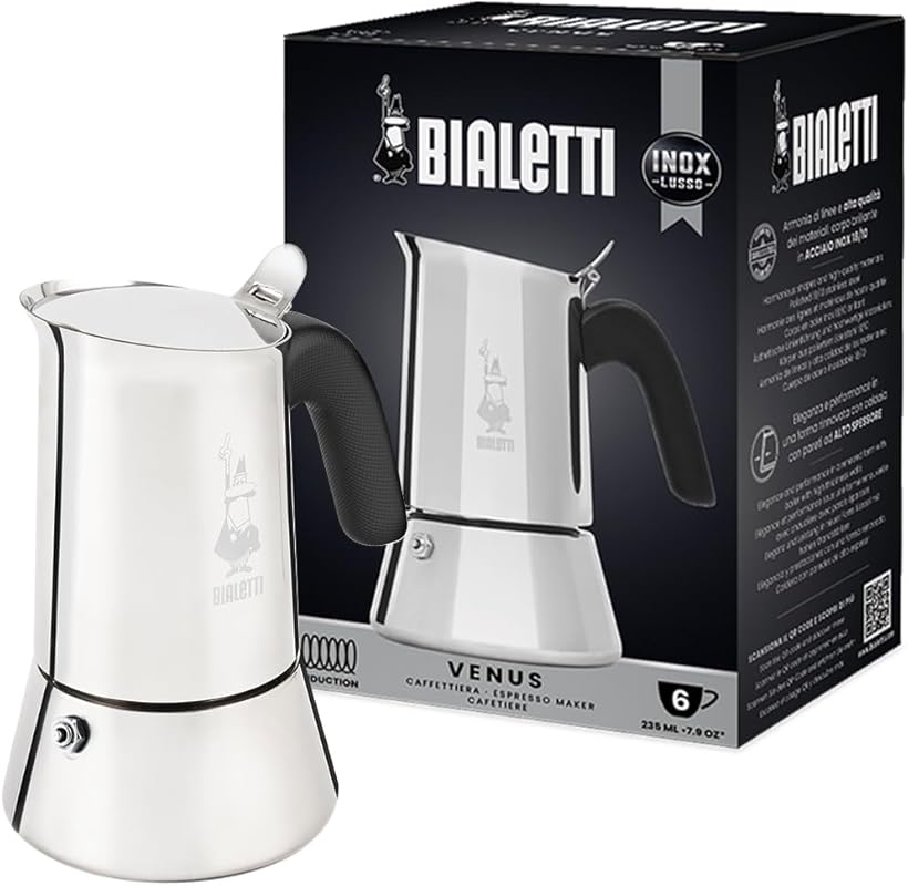 Bialetti New Venus Induction Stovetop Coffee Maker, All Hob Compatible