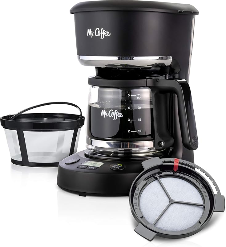 Mr. Coffee Programmable 5-Cup Coffee Maker featuring Auto Pause, Glass