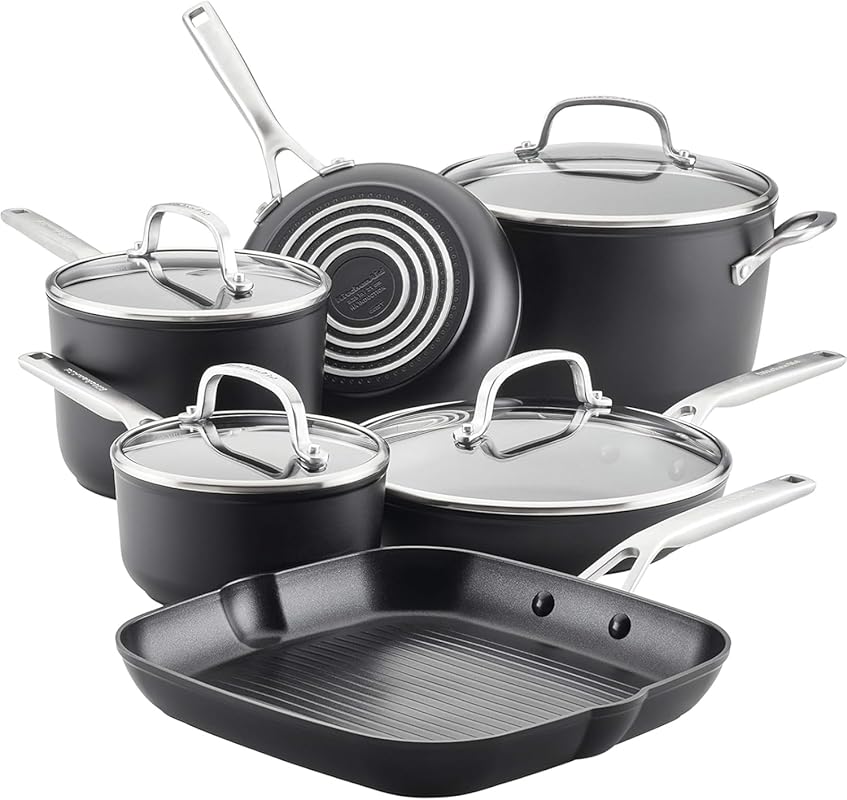 KitchenAid Hard Anodized Induction Nonstick Cookware Pots and Pans Set