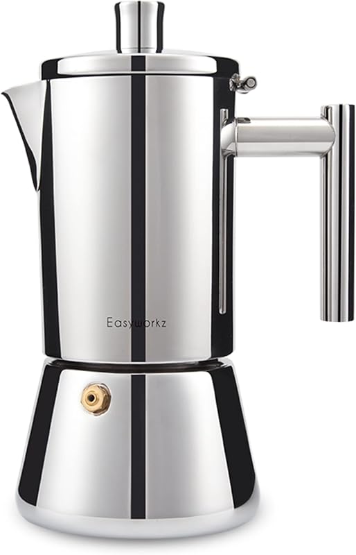 Easyworkz Diego Stainless Steel Moka Pot Stovetop Espresso Maker, 4 Cu