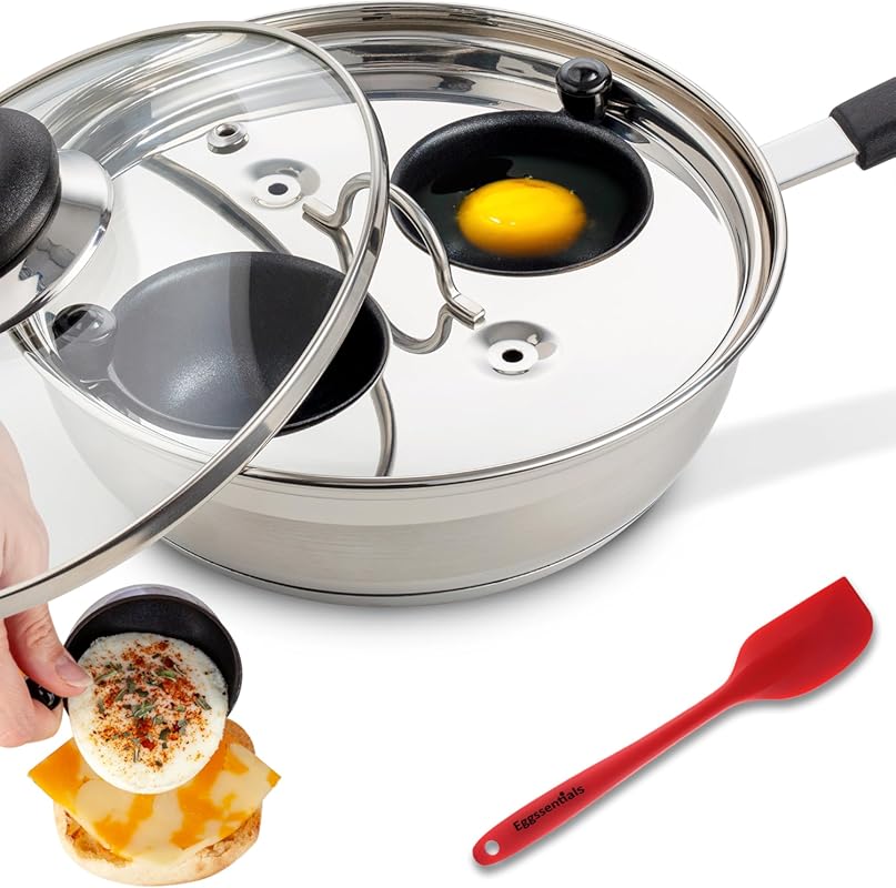 Eggssentials Nonstick Egg Poacher Pan with Stainless Steel Constructio