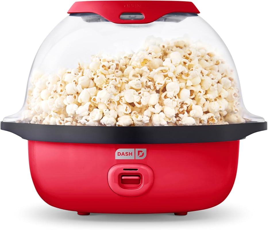 Dash SmartStore Hot Oil Popcorn Popper: Butter-Warming Tray, Clear Bow