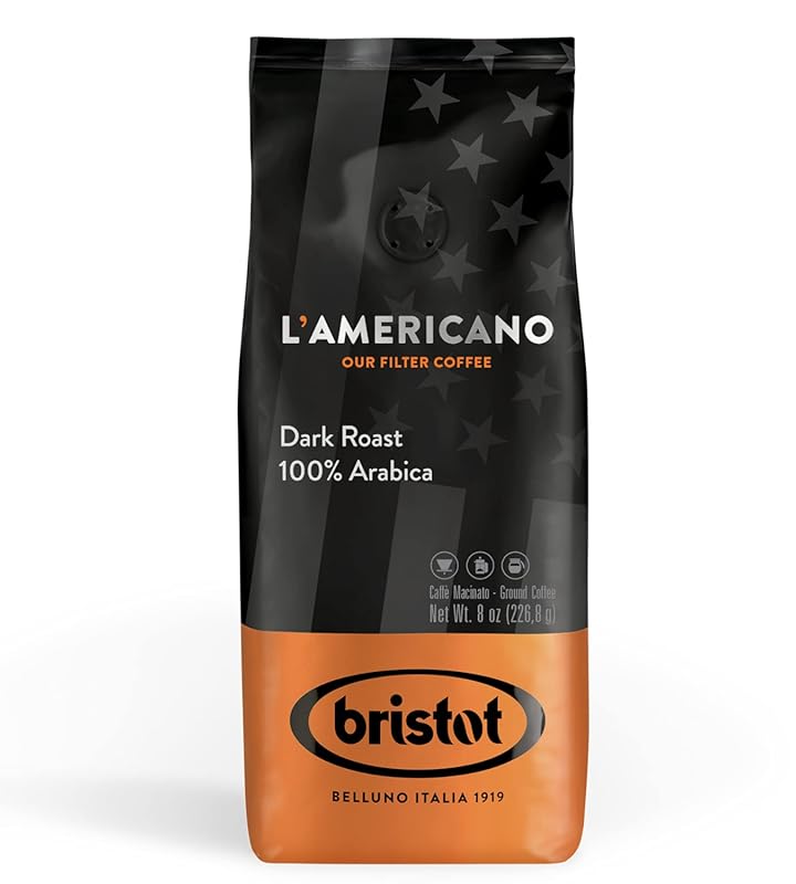 Bristot L'americano Dark Roast Ground Filter Coffee - 100% Arabica, fo