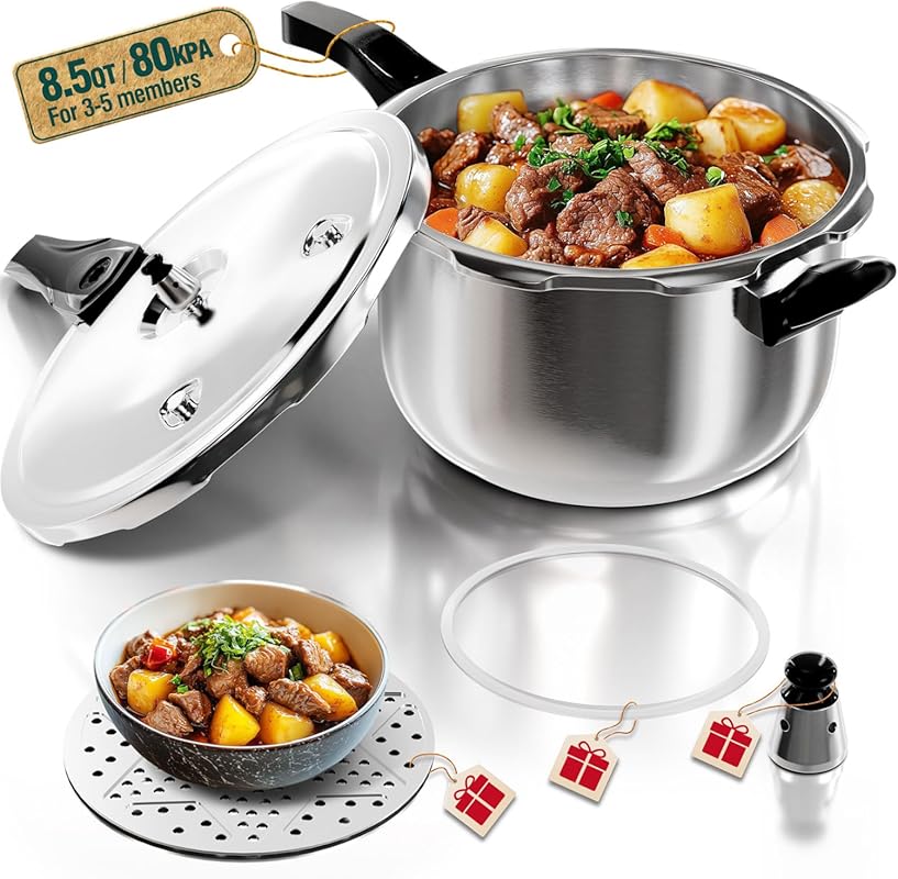 WantJoin 8-Quart Stainless Steel Pressure Canner: Induction Compatible